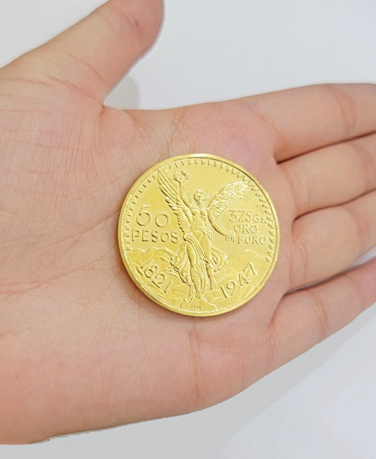 1947 Mexican Centenaro 50 Gold Pesos Copy Coin Solid 14k Yellow Gold , REAL 14KT - Image 3