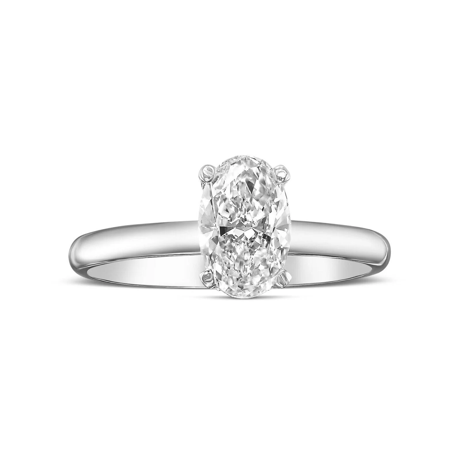 1CT Oval Shape Diamond Engagement Ring Excellent 14k White Gold H VS Lab-Created - Image 2