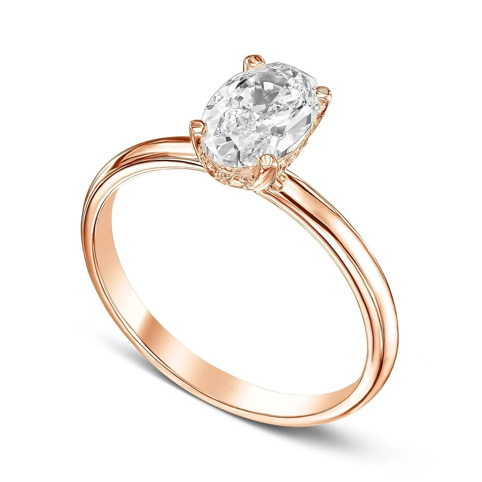 1CT Oval Shape Diamond Engagement Ring Excellent 14k White Gold H VS Lab-Created - Image 3