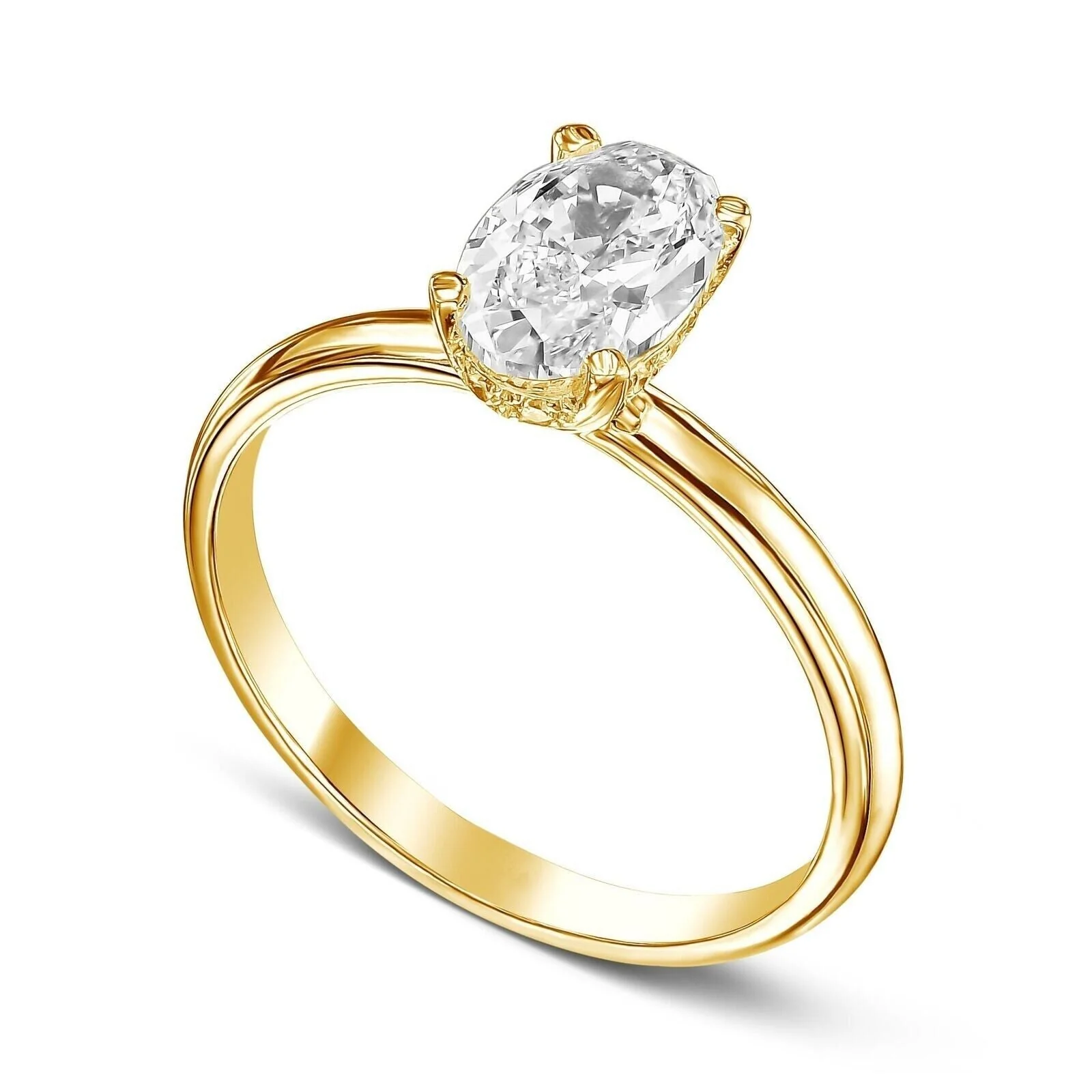 1CT Oval Shape Diamond Engagement Ring Excellent 14k White Gold H VS Lab-Created - Image 4