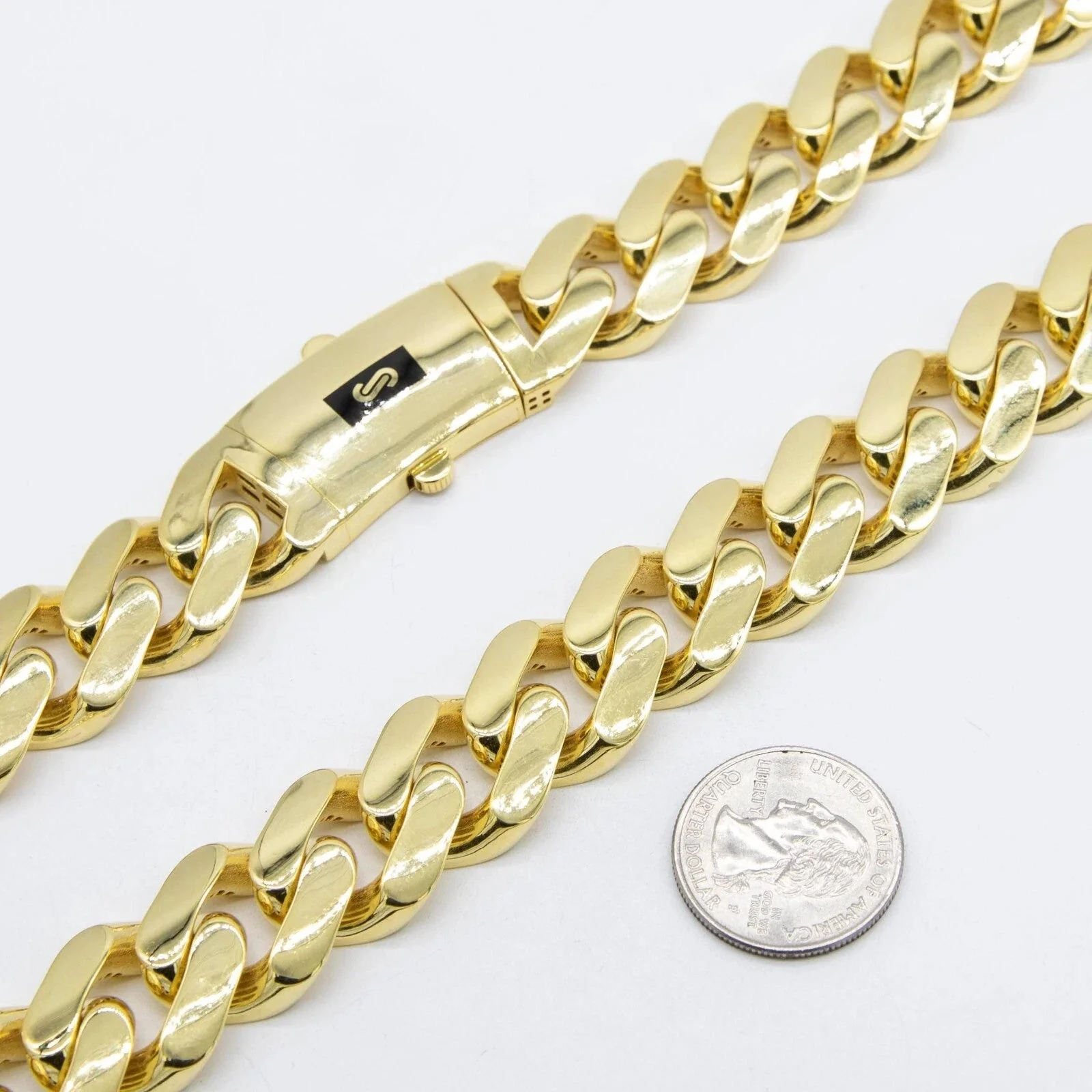20mm Mens Miami Cuban Royal Link Chain Necklace Box Clasp Real 10K Yellow Gold - Image 4