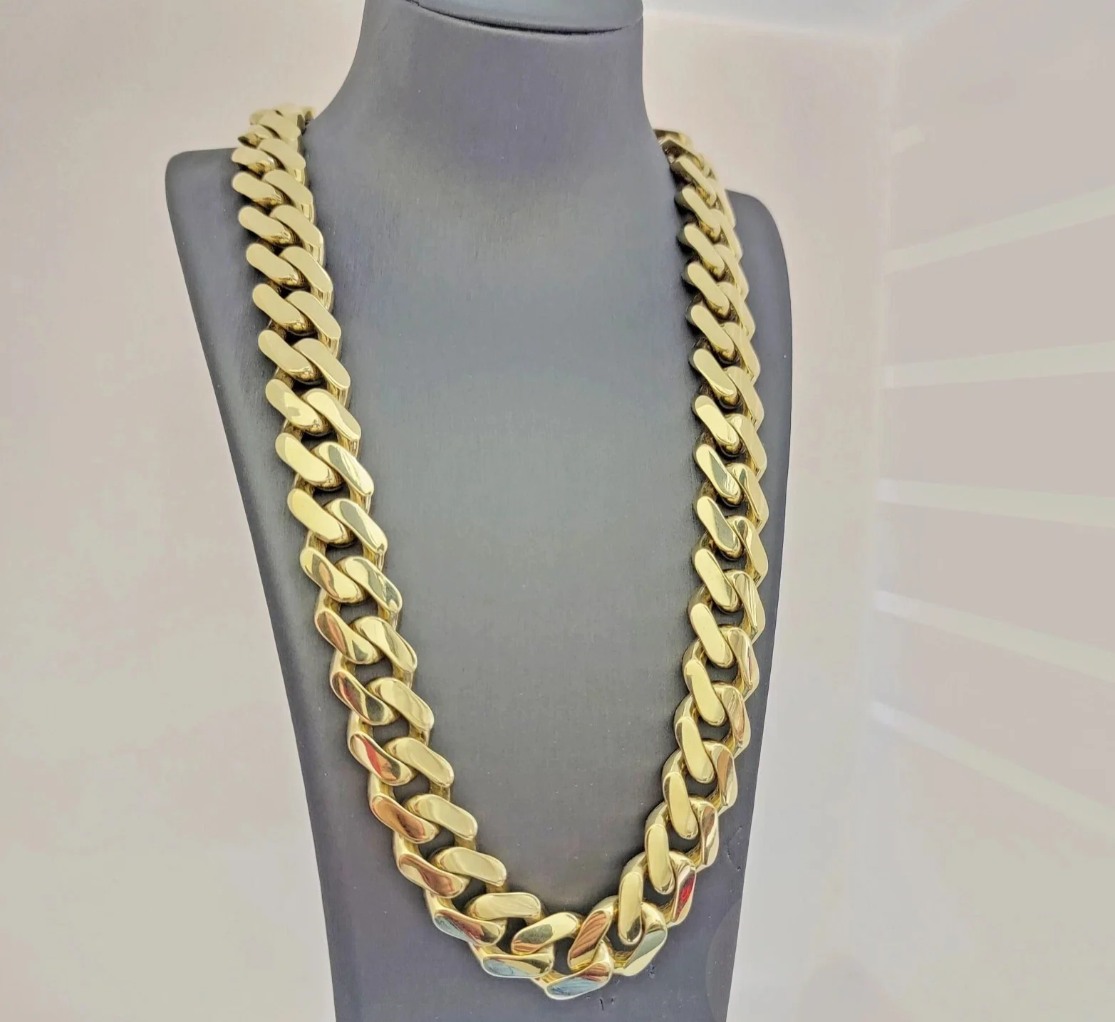 20mm Mens Miami Cuban Royal Link Chain Necklace Box Clasp Real 10K Yellow Gold - Image 6