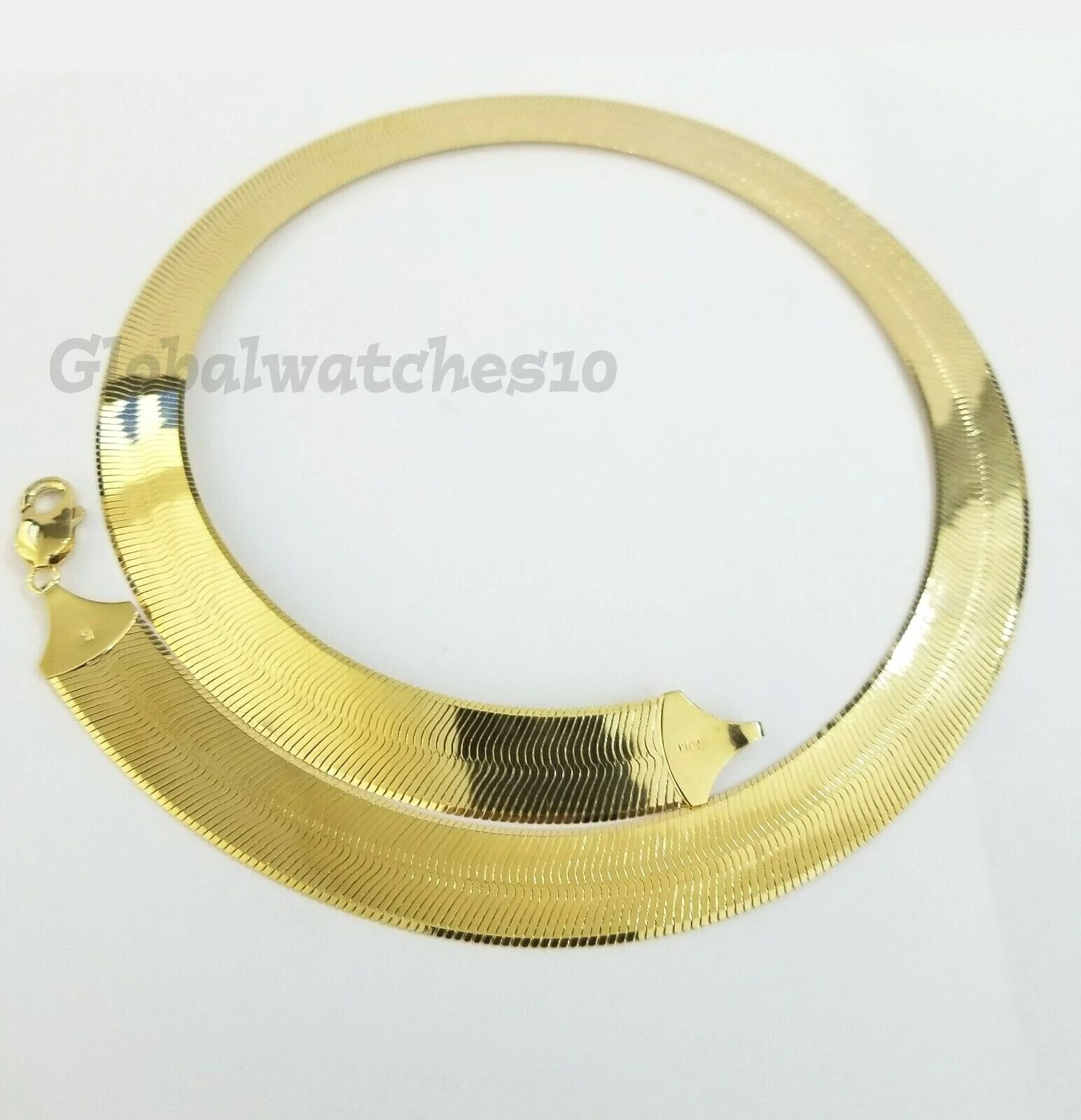 22" 15mm 10k Yellow Gold Herring Bone Chain Necklace Lobster lock Men Women REAL - Image 2