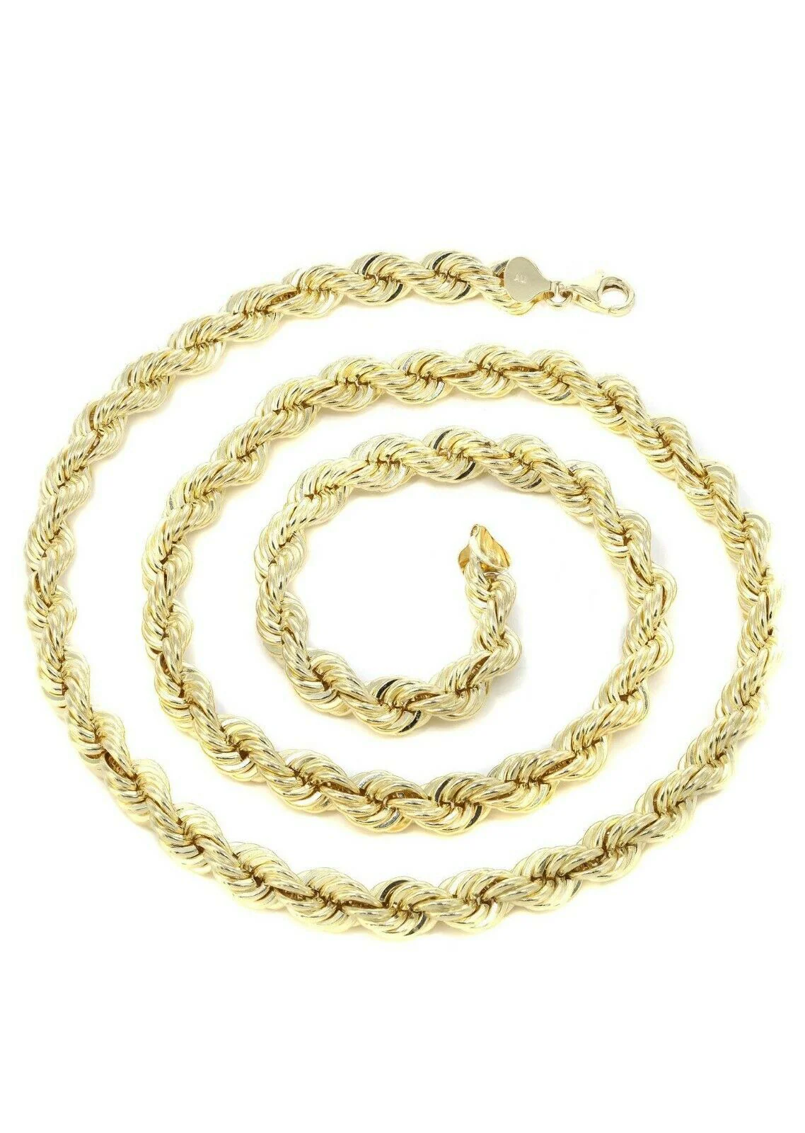 22" Real 10k Yellow Gold Rope Chain Necklace 7mm Men's 22" Inch New Diamond Cuts - Image 8