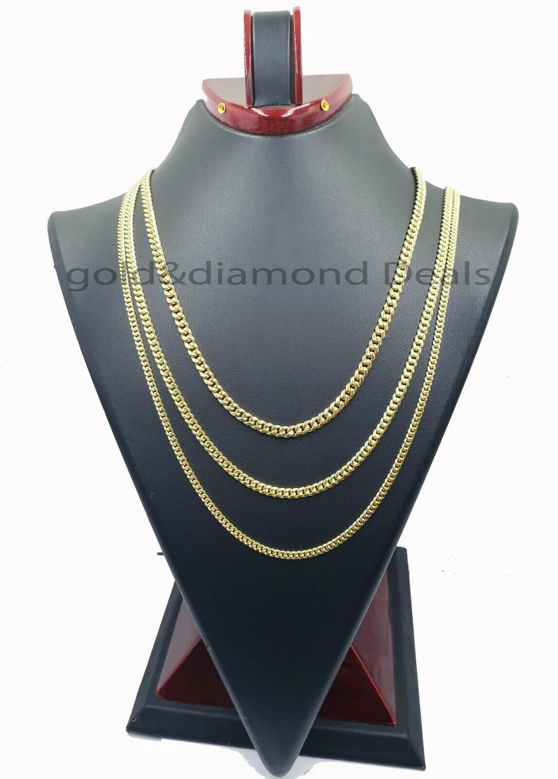 2mm 3mm 4mm Cuban link Necklace Chain Gold 10kt Yellow Gold 20" - 28" Men Women - Image 2