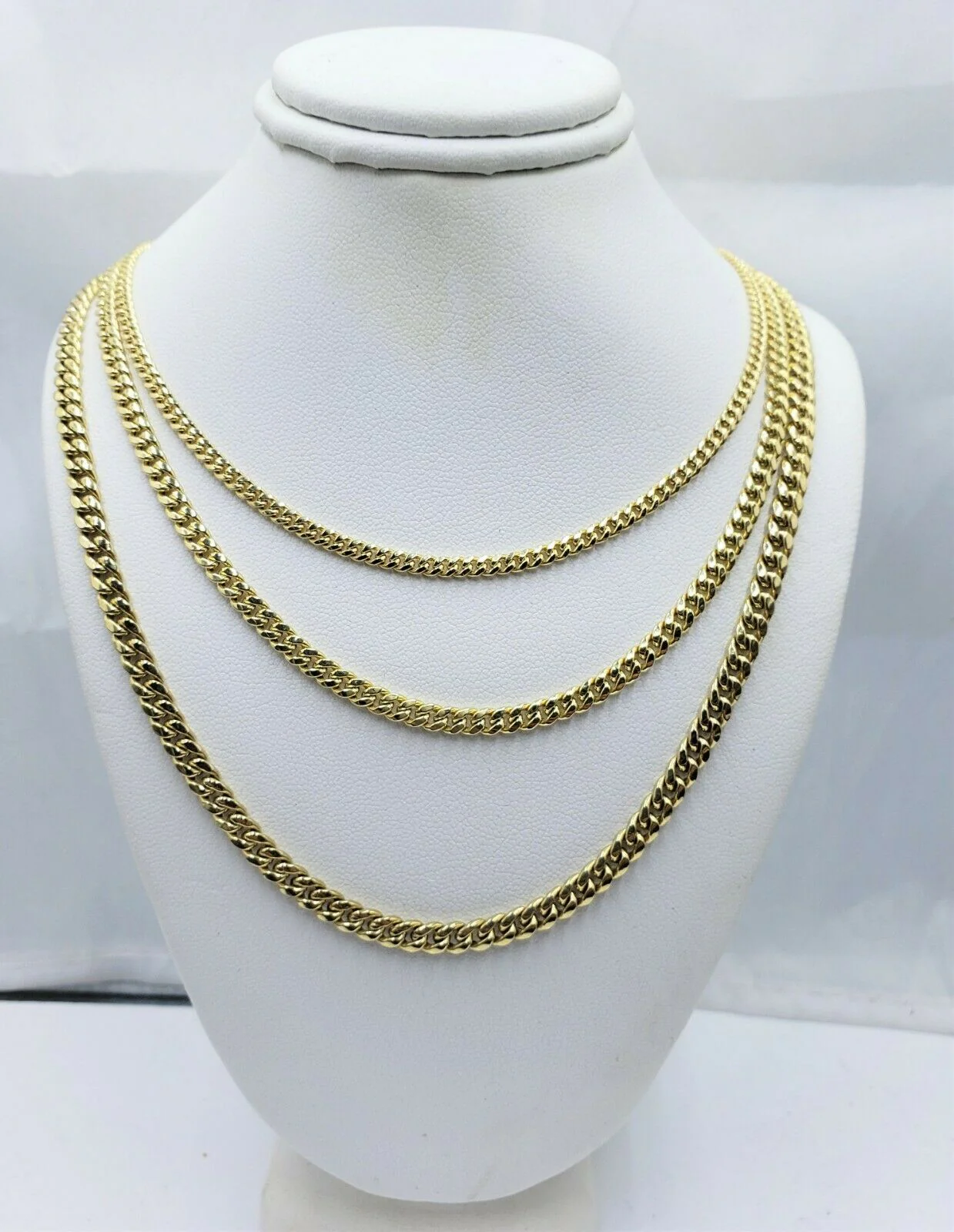 2mm 3mm 4mm Cuban link Necklace Chain Gold 10kt Yellow Gold 20" - 28" Men Women - Image 3