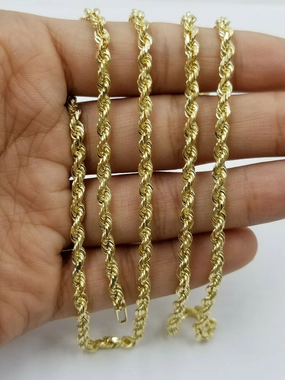 3mm SOLID 10k yellow Gold Rope Chain 16"-26" Inch HEAVY Necklace Men Women REAL - Image 3