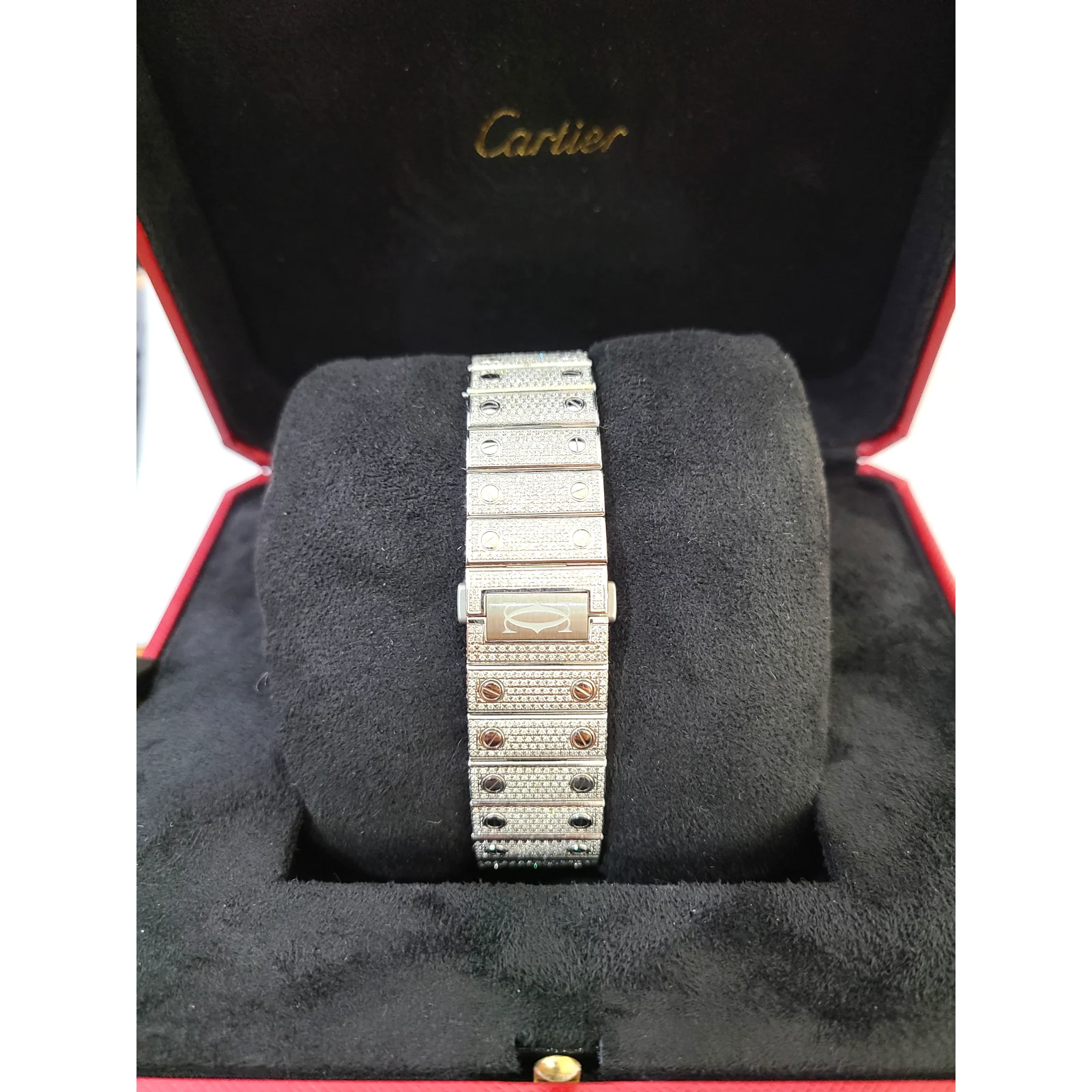 40mm Cartier Santos Men's S.Steel Watch Roman Iced Out 12 CT Diamonds (pre-owned) - Image 3