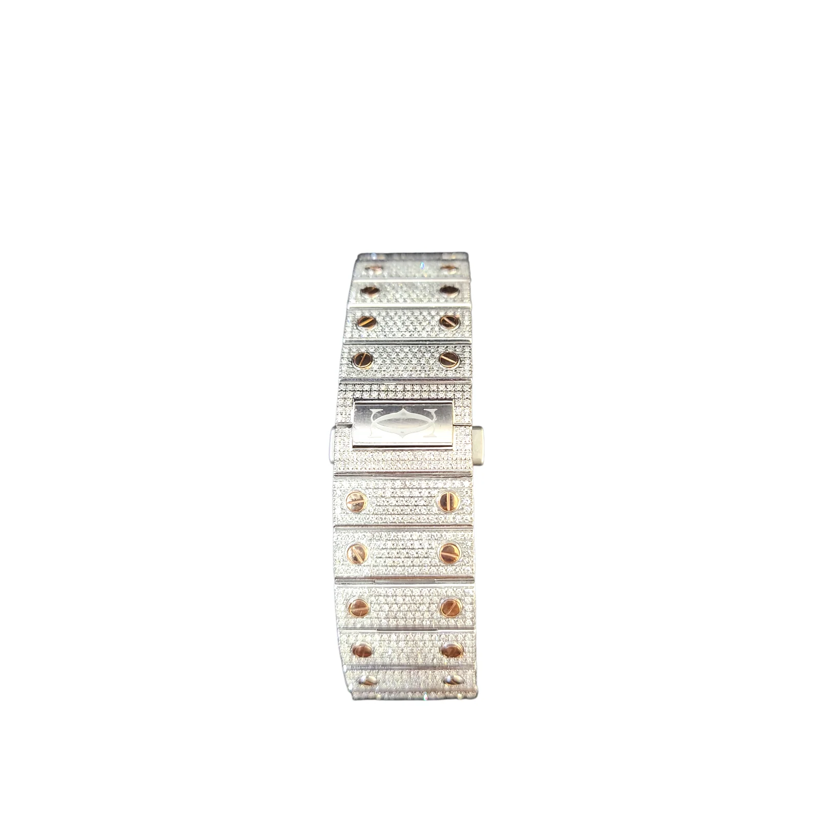40mm Cartier Santos Men's S.Steel Watch Roman Iced Out 12 CT Diamonds (pre-owned) - Image 5