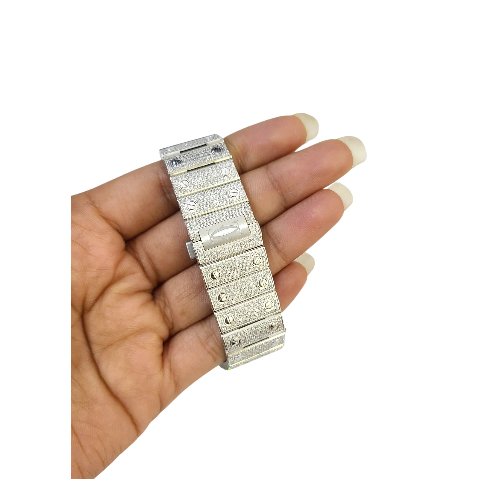 40mm Cartier Santos Men's S.Steel Watch Roman Iced Out 12 CT Diamonds (pre-owned) - Image 6