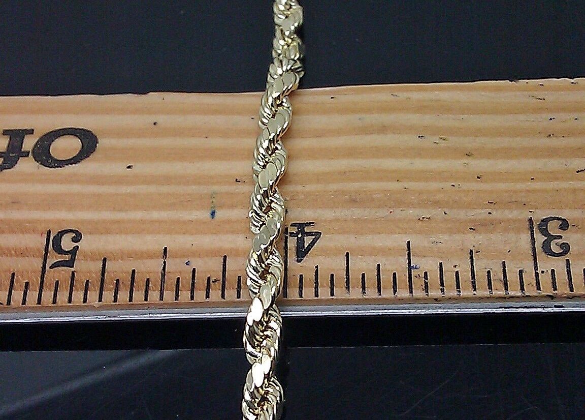 4mm 20" 10k Gold Rope Chain Necklace Diamond Cut REAL 10kt Yellow Gold Men Women - Image 3