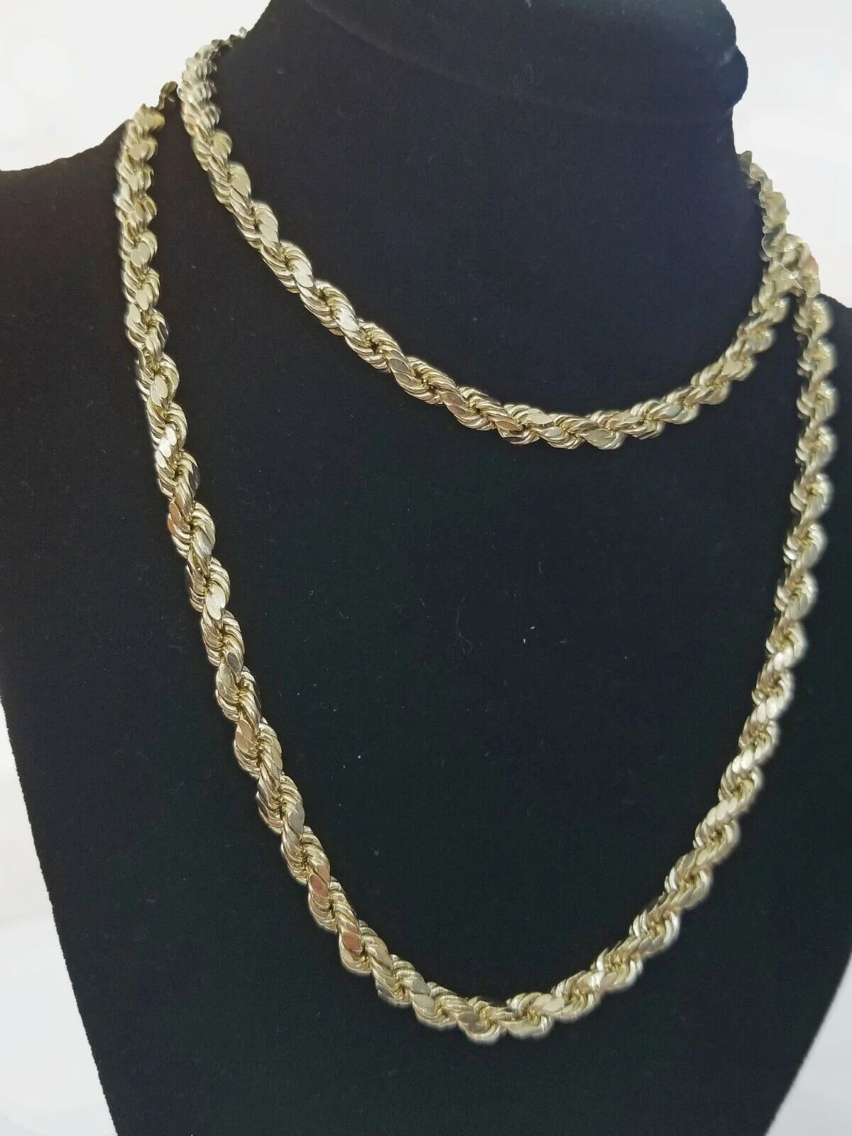 4mm 20" 10k Gold Rope Chain Necklace Diamond Cut REAL 10kt Yellow Gold Men Women - Image 7