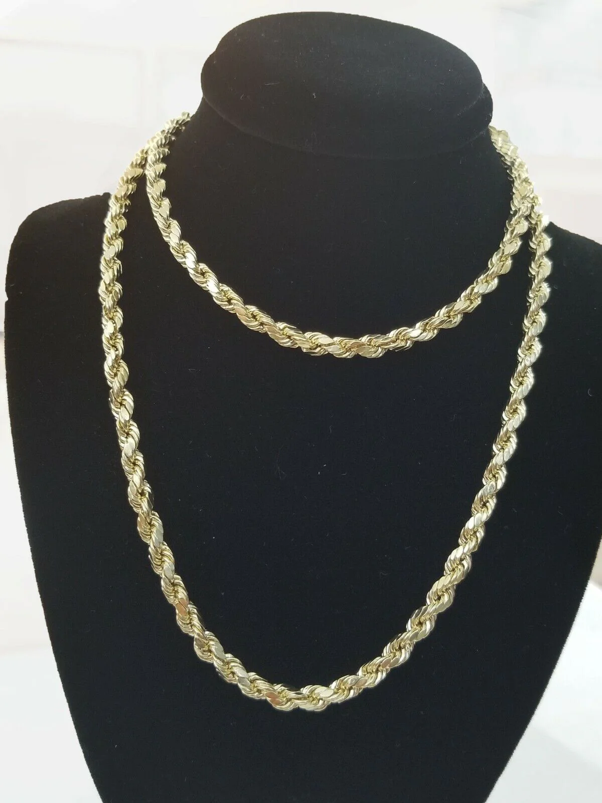4mm 20" 10k Gold Rope Chain Necklace Diamond Cut REAL 10kt Yellow Gold Men Women - Image 8