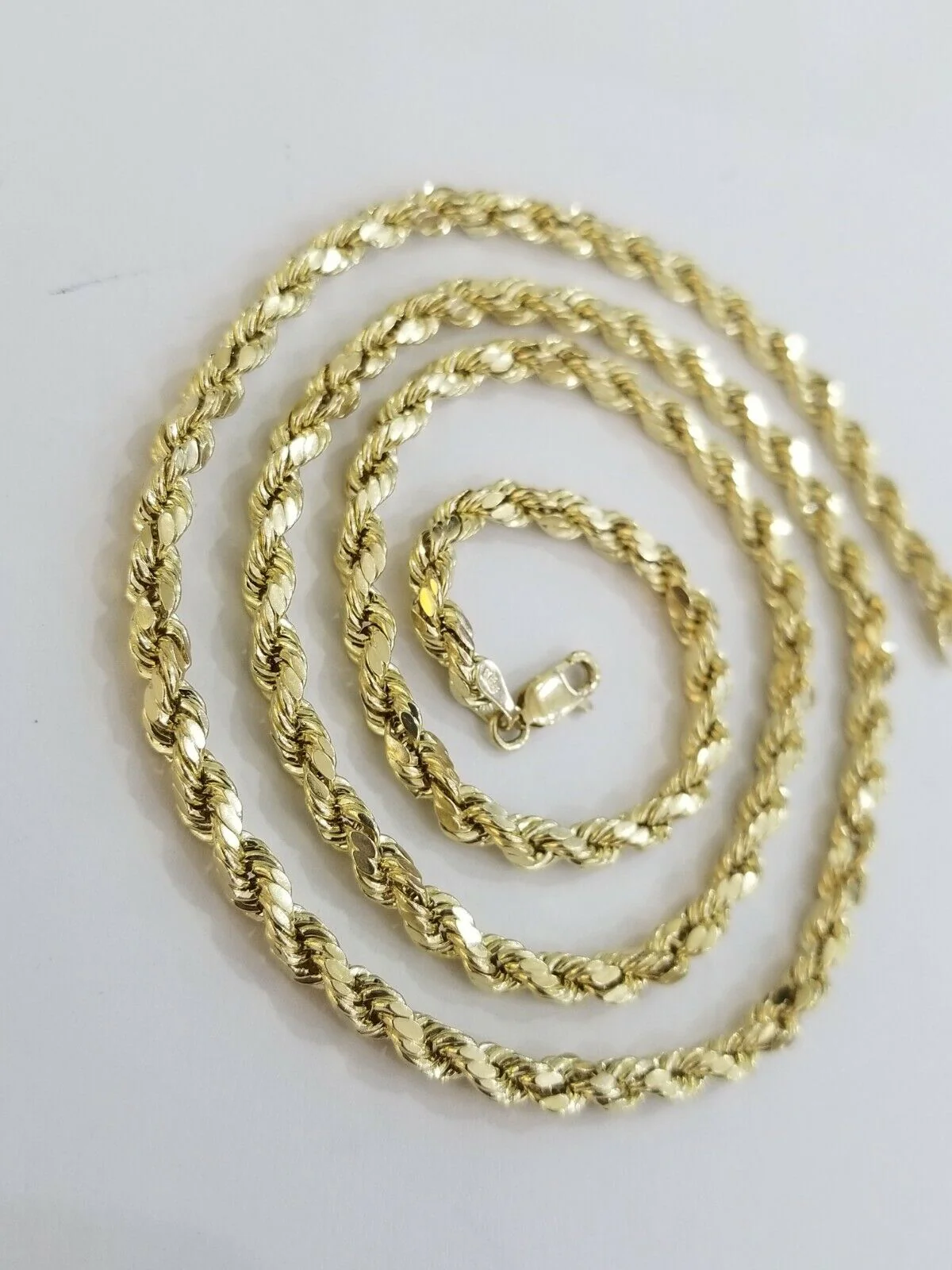 4mm 20" 10k Gold Rope Chain Necklace Diamond Cut REAL 10kt Yellow Gold Men Women - Image 9