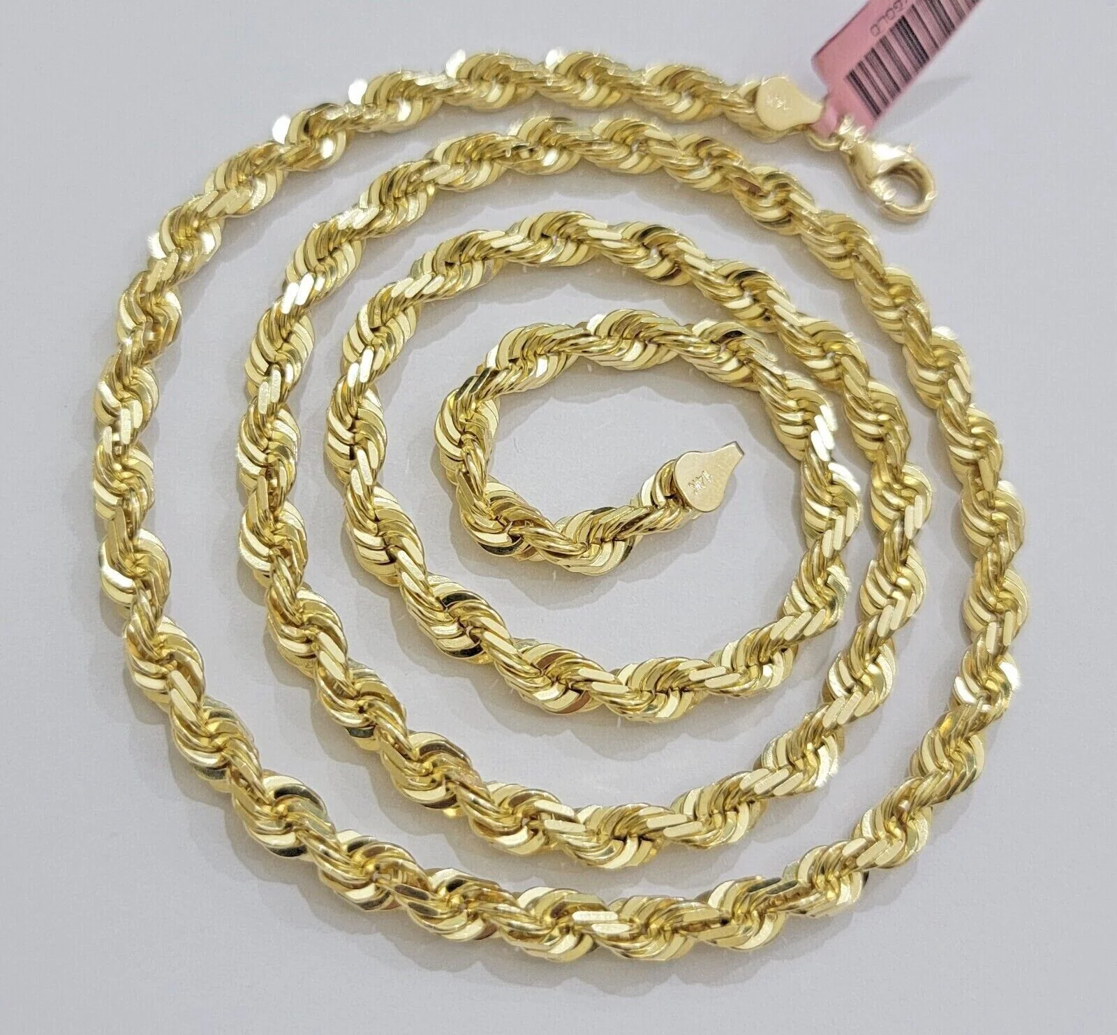 6mm 10k Gold Rope Chain Necklace 22 Inch Mens REAL 10kt Yellow Gold Strong SOLID - Image 5