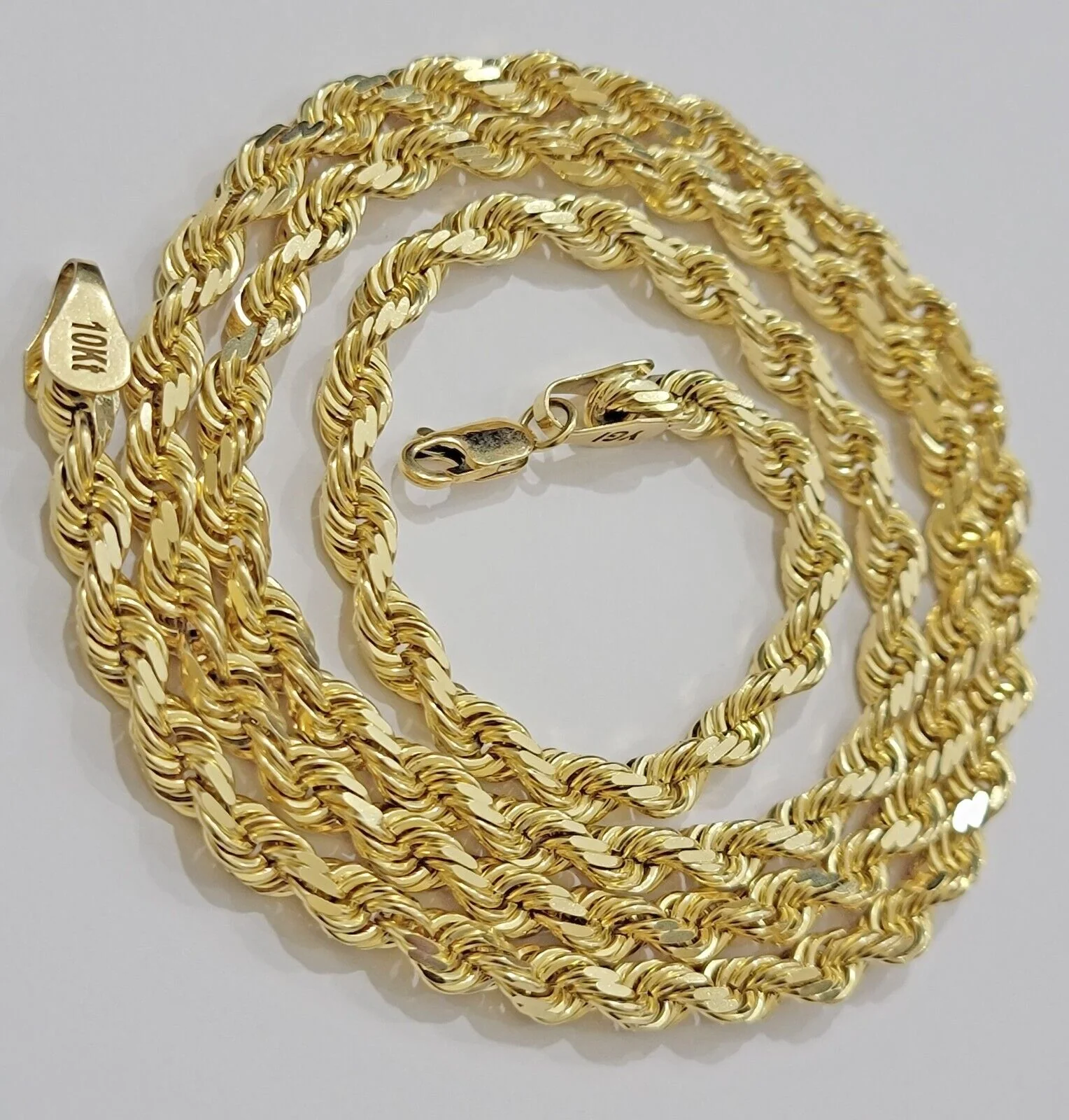 6mm 10k Yellow Gold Rope Chain Necklace Solid 24 Inch Dimond Cuts GURANTEED REAL - Image 5