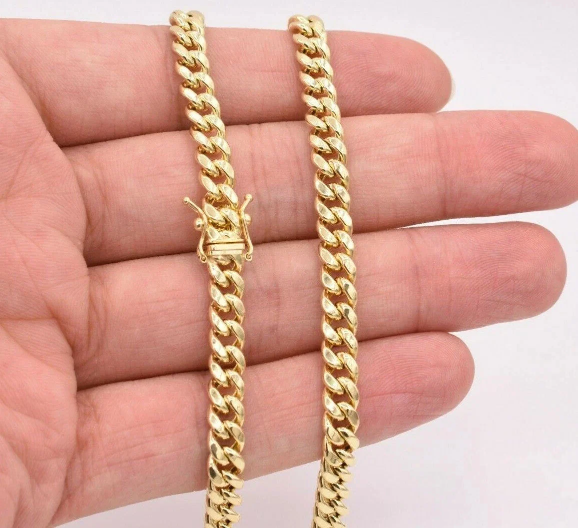 6mm Mens Miami Cuban Link Chain Necklace Box Clasp Real 10K Yellow Gold 10kt - Image 2