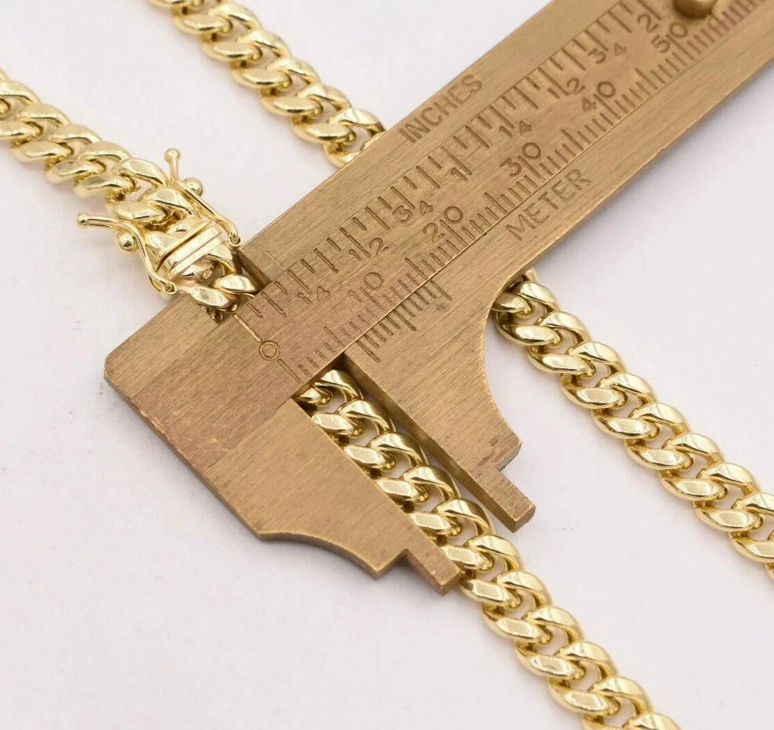 6mm Mens Miami Cuban Link Chain Necklace Box Clasp Real 10K Yellow Gold 10kt - Image 3