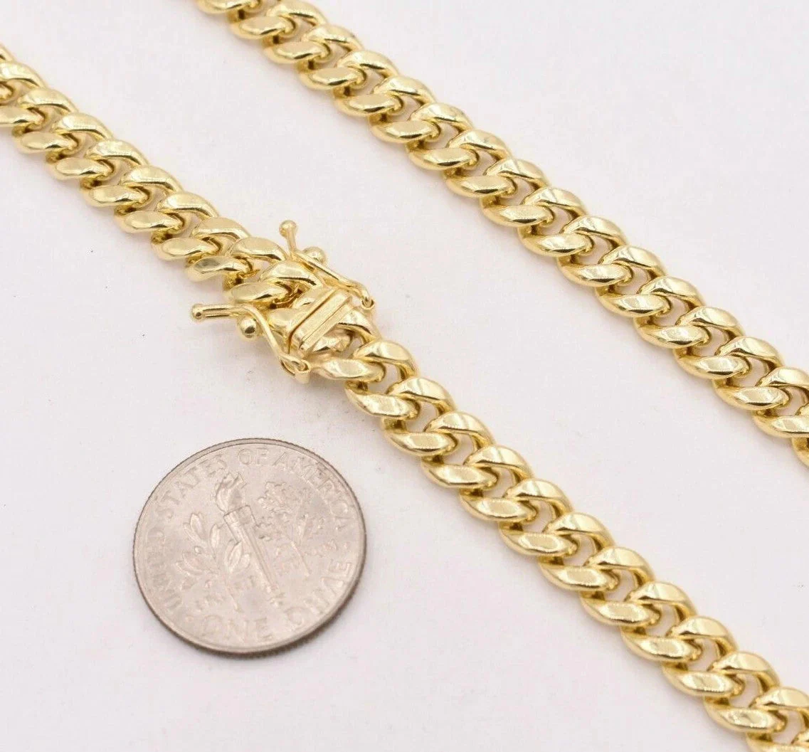 6mm Mens Miami Cuban Link Chain Necklace Box Clasp Real 10K Yellow Gold 10kt - Image 4