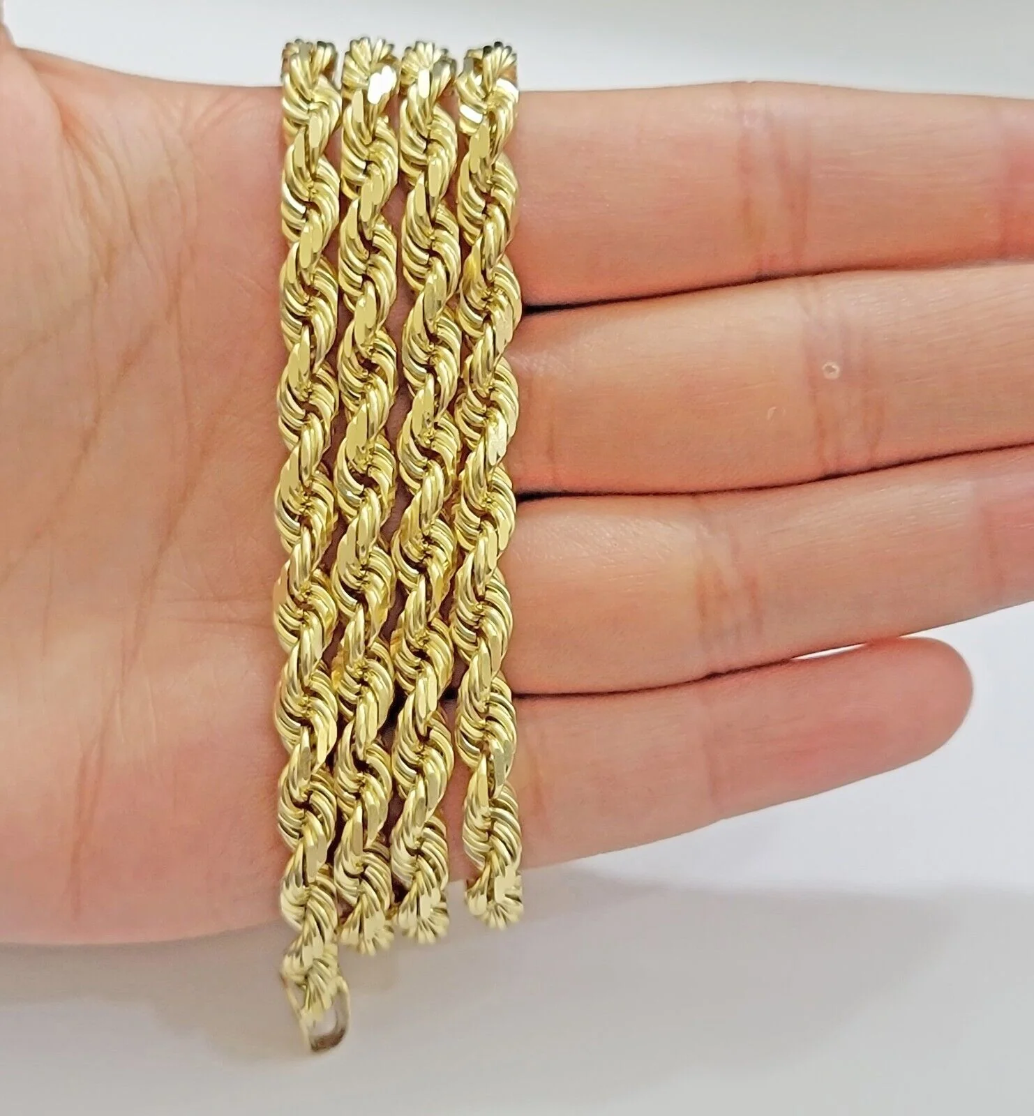 6mm Rope Chain Necklace 10k Yellow Gold Solid 24" Dimond Cut GURANTEED REAL GOLD - Image 5