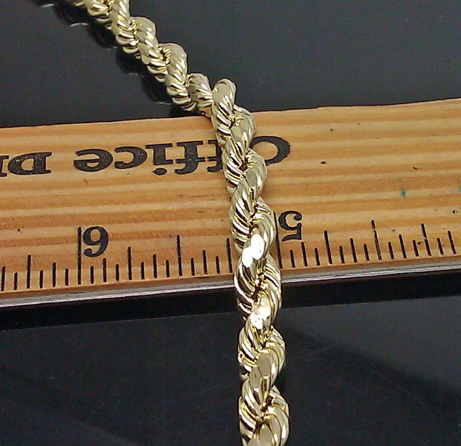 7mm Rope Chain 20"-30" Real 10kt Yellow Gold Necklace Men's Diamond Cut Lobster - Image 3