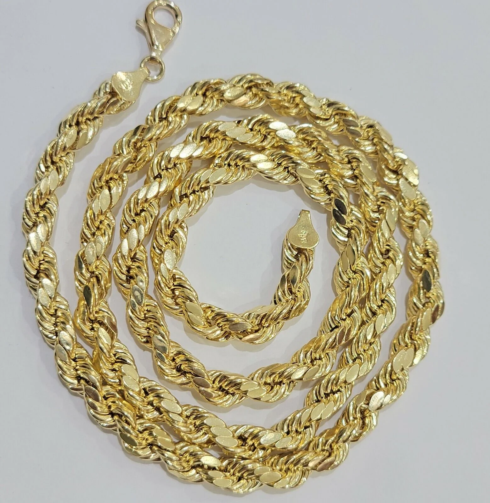 7mm Rope Chain 20"-30" Real 10kt Yellow Gold Necklace Men's Diamond Cut Lobster - Image 6