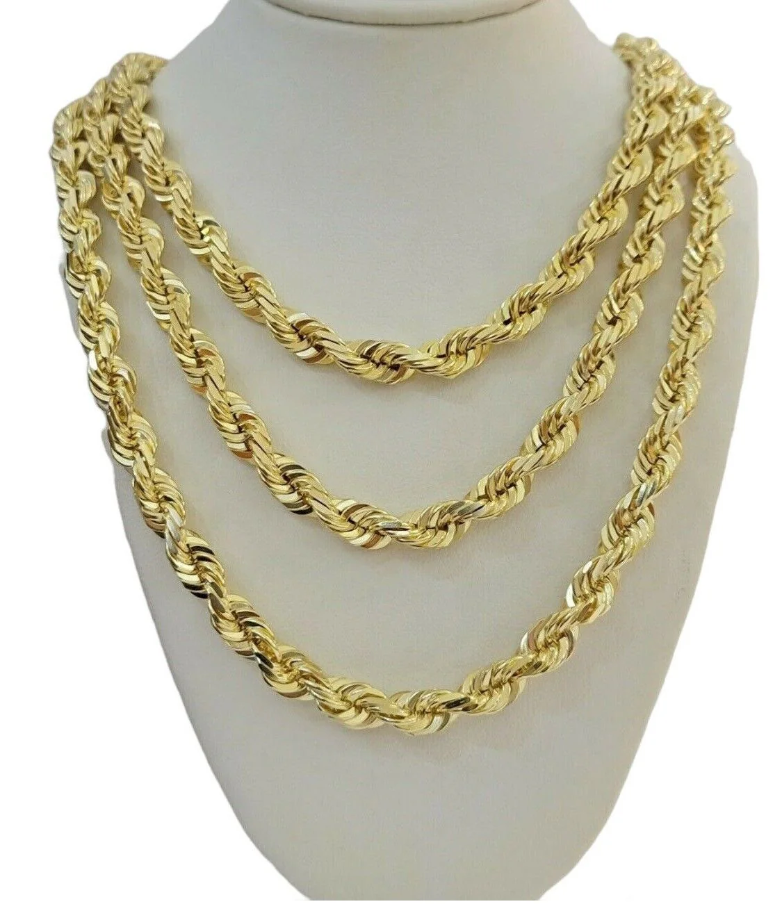 7mm Rope chain Necklace Solid 10k Yellow Gold Diamond cut 20" GURANTEED 10K GOLD - Image 3
