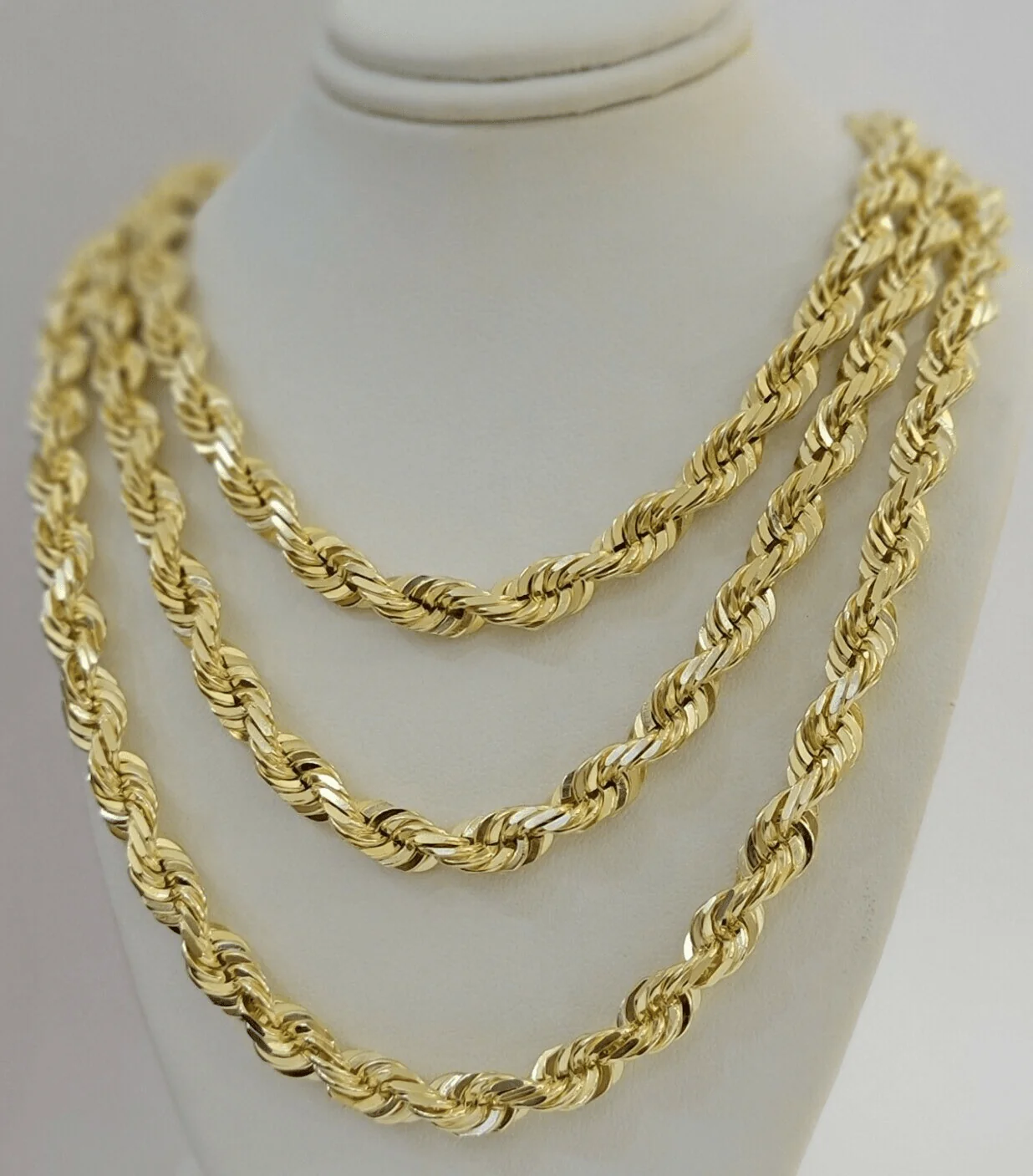 7mm Rope chain Necklace Solid 10k Yellow Gold Diamond cut 22" GURANTEED 10K GOLD - Image 2