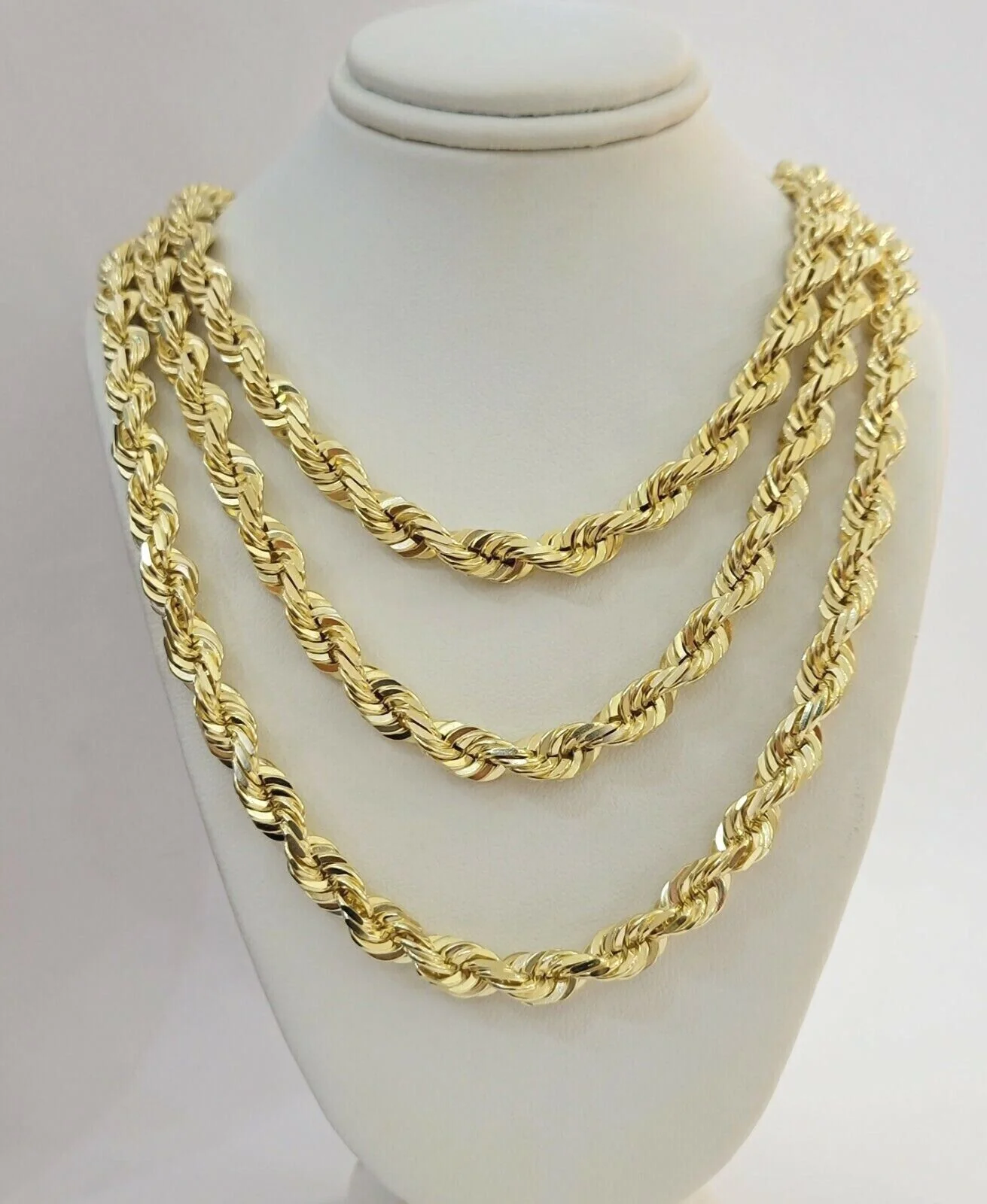 7mm Rope chain Necklace Solid 10k Yellow Gold Diamond cut 22" GURANTEED 10K GOLD - Image 6
