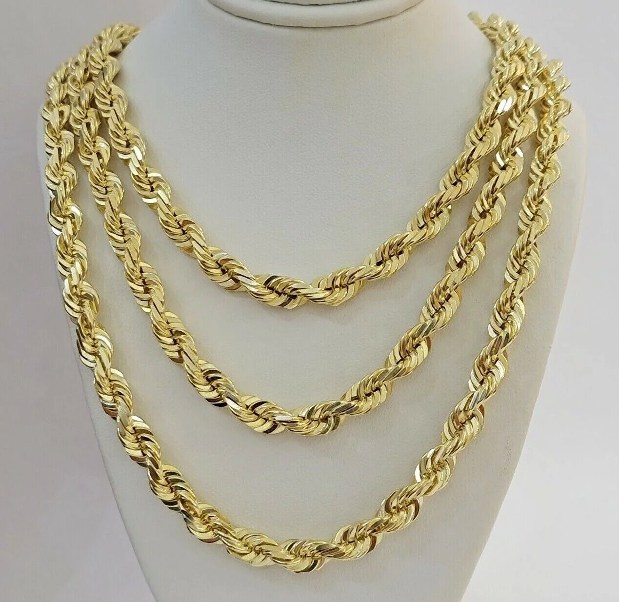 7mm Rope chain Necklace Solid 10k Yellow Gold Diamond cut 28" GURANTEED 10K GOLD - Image 4