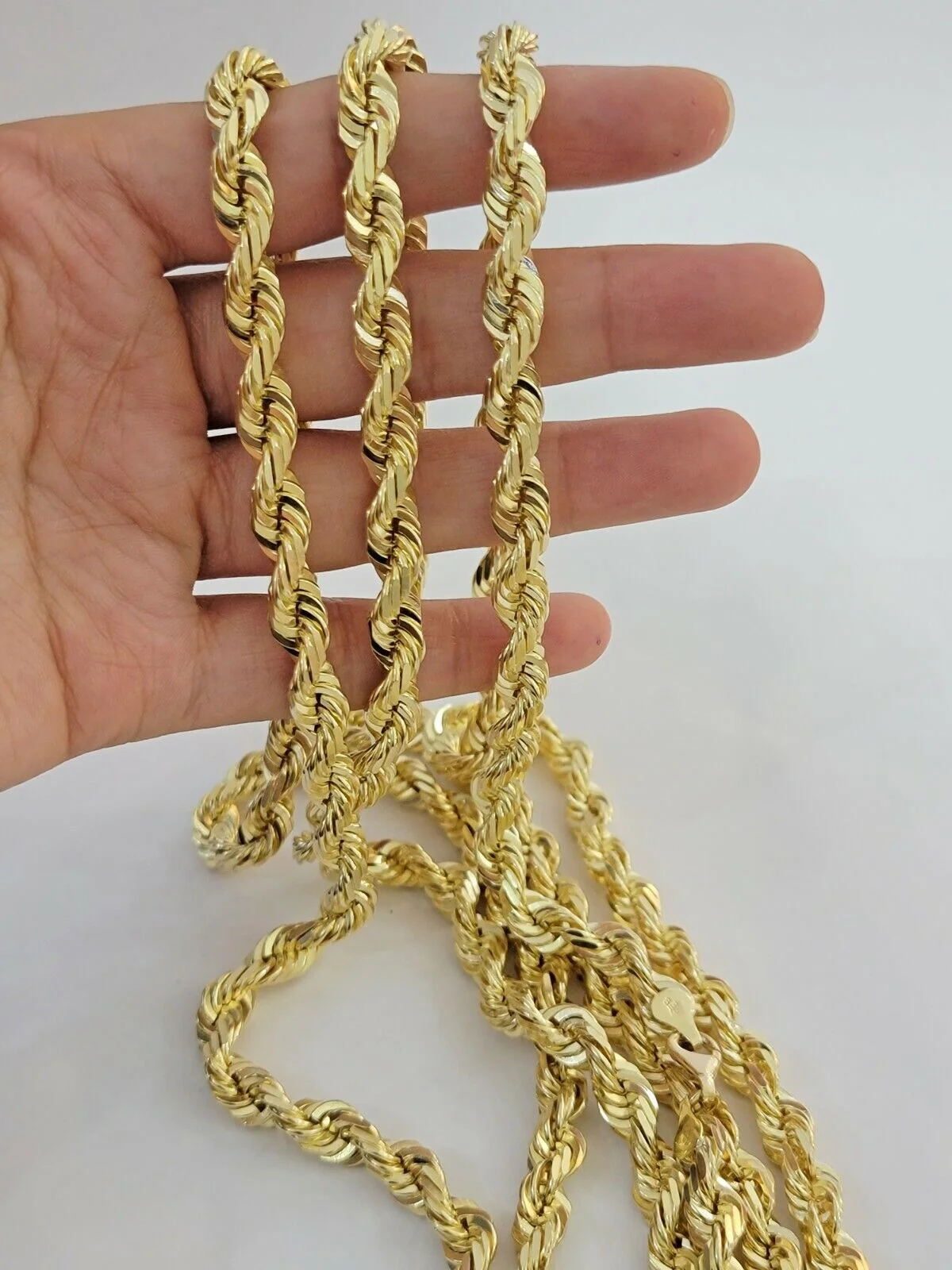 7mm Rope chain Necklace Solid 10k Yellow Gold Diamond cut 28" GURANTEED 10K GOLD - Image 5