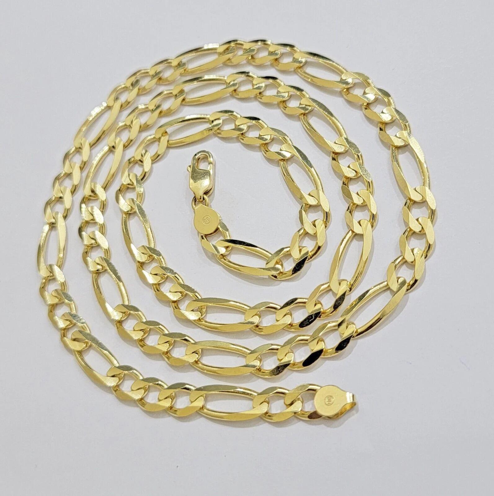 7mm Solid 14k Yellow Gold Figaro chain Necklace 24 Inch Men's STRONG REAL 14kt - Image 10