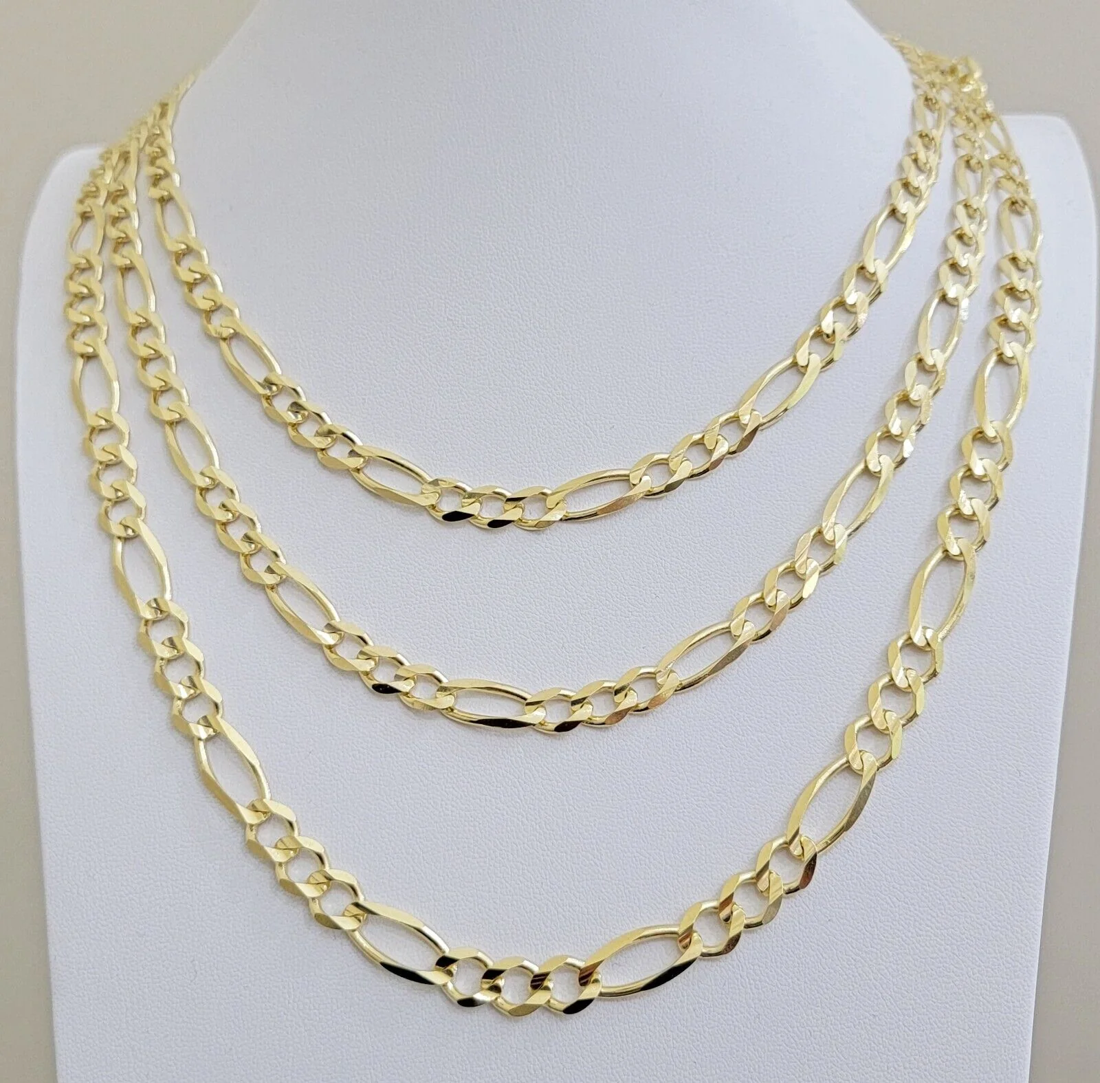 7mm Solid 14k Yellow Gold Figaro chain Necklace 24 Inch Men's STRONG REAL 14kt - Image 3