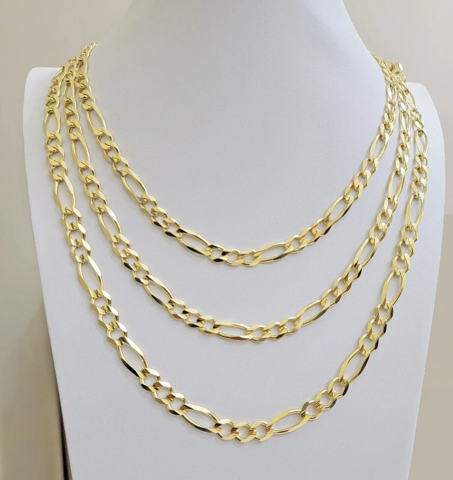 7mm Solid 14k Yellow Gold Figaro chain Necklace 24 Inch Men's STRONG REAL 14kt - Image 6