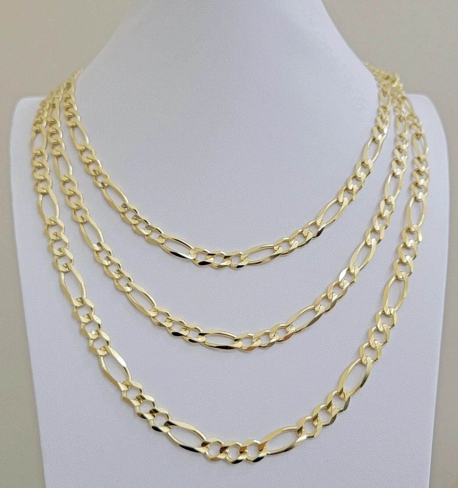7mm Solid 14k Yellow Gold Figaro chain Necklace 24 Inch Men's STRONG REAL 14kt - Image 8