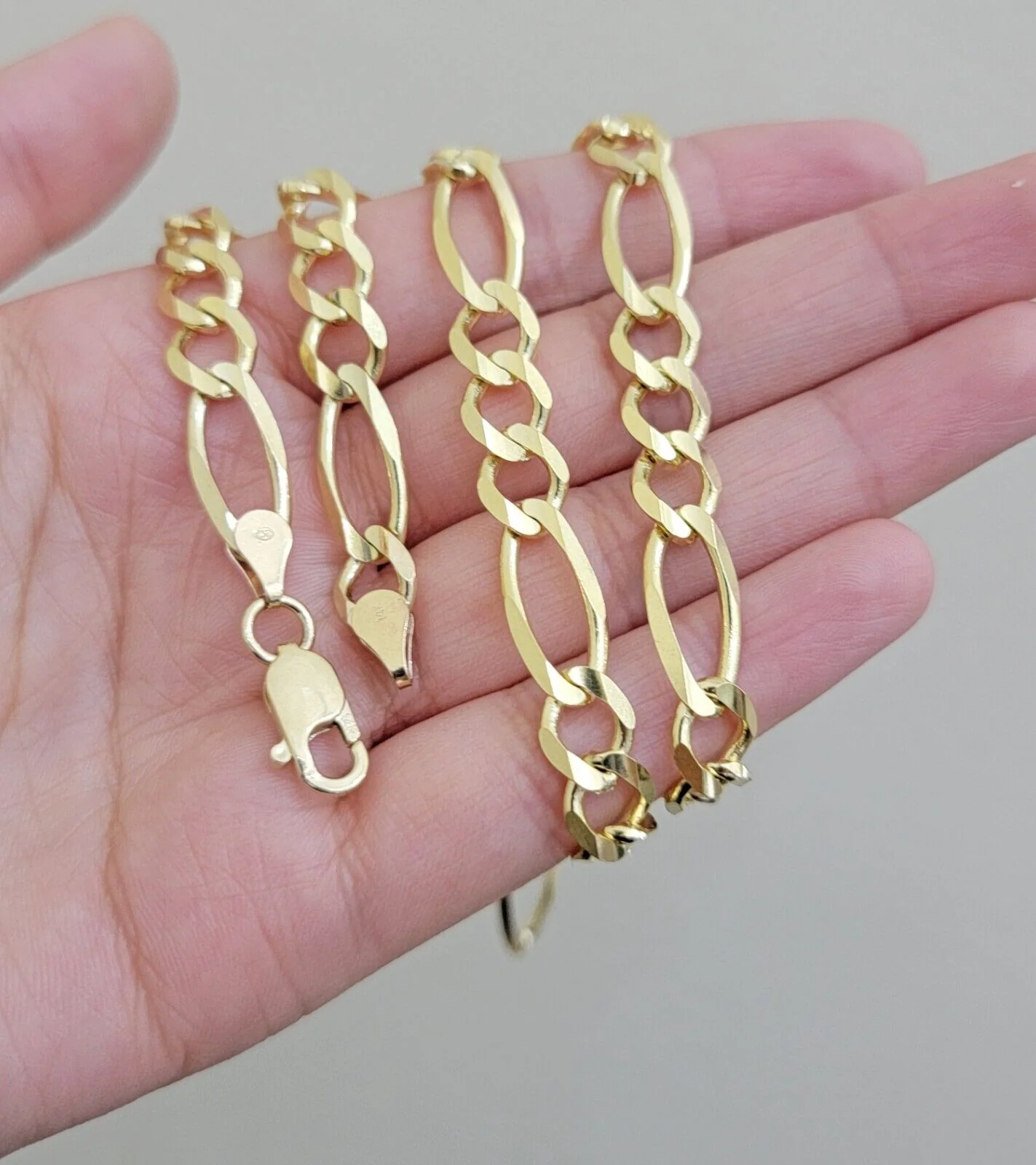 7mm Solid 14k Yellow Gold Figaro chain Necklace 24 Inch Men's STRONG REAL 14kt - Image 9