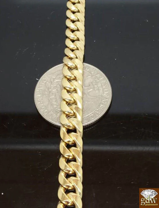 8mm 10k Gold Miami Cuban link Bracelet 7.5" 8" 8.5" 9" REAL 10kt Yellow Gold - Image 2