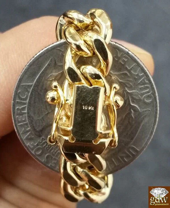 8mm 10k Gold Miami Cuban link Bracelet 7.5" 8" 8.5" 9" REAL 10kt Yellow Gold - Image 3