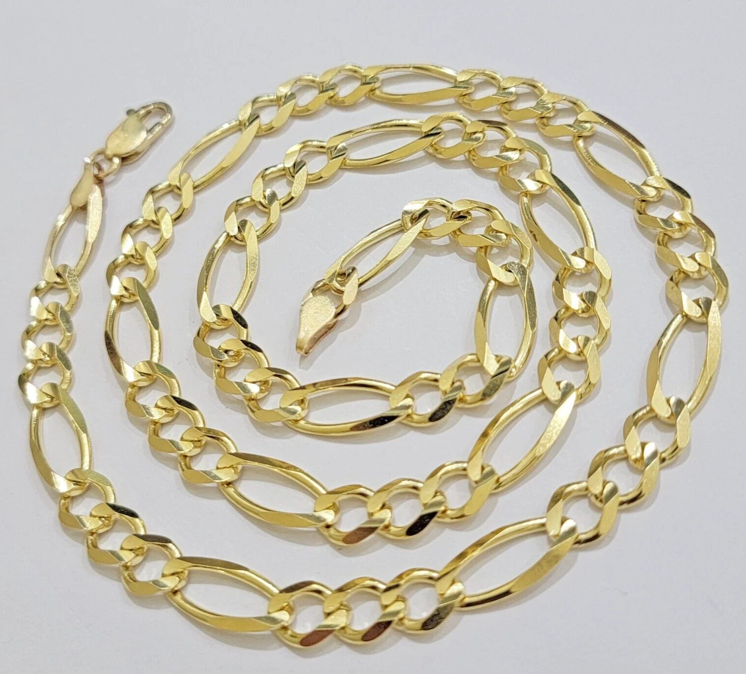 8mm Solid 14k Yellow Gold Figaro chain Necklace  24 Inch Men's REAL 14kt HEAVY - Image 5