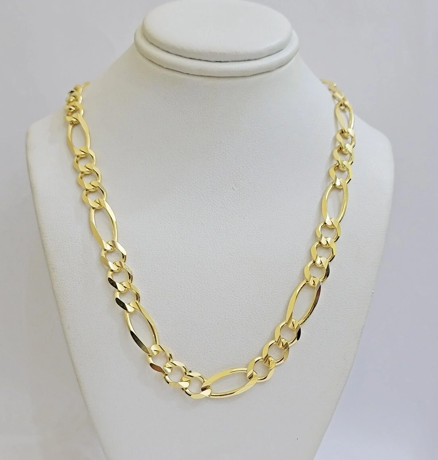 8mm Solid 14k Yellow Gold Figaro chain Necklace  24 Inch Men's REAL 14kt HEAVY - Image 6