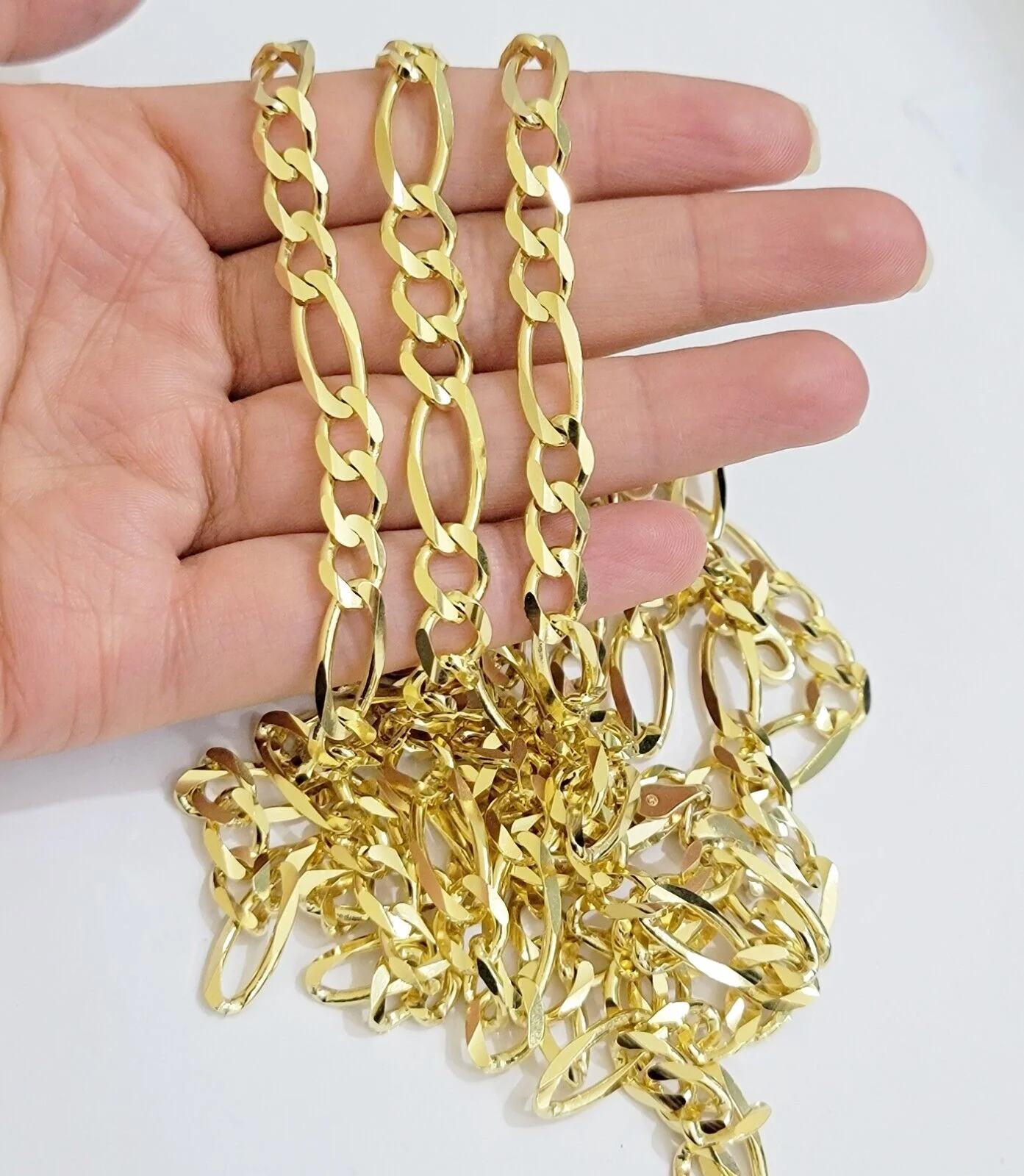 8mm Solid 14k Yellow Gold Figaro chain Necklace  24 Inch Men's REAL 14kt HEAVY - Image 7