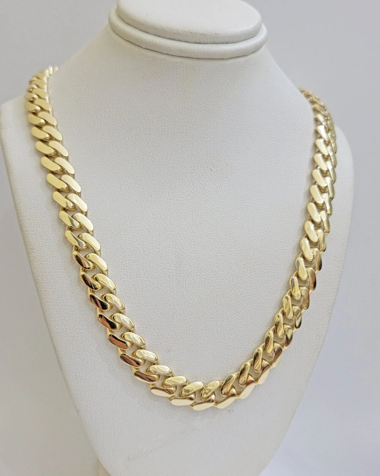 9mm Miami Cuban Royal Link Chain Necklace Box Clasp Real 14K Yellow Gold - Image 2