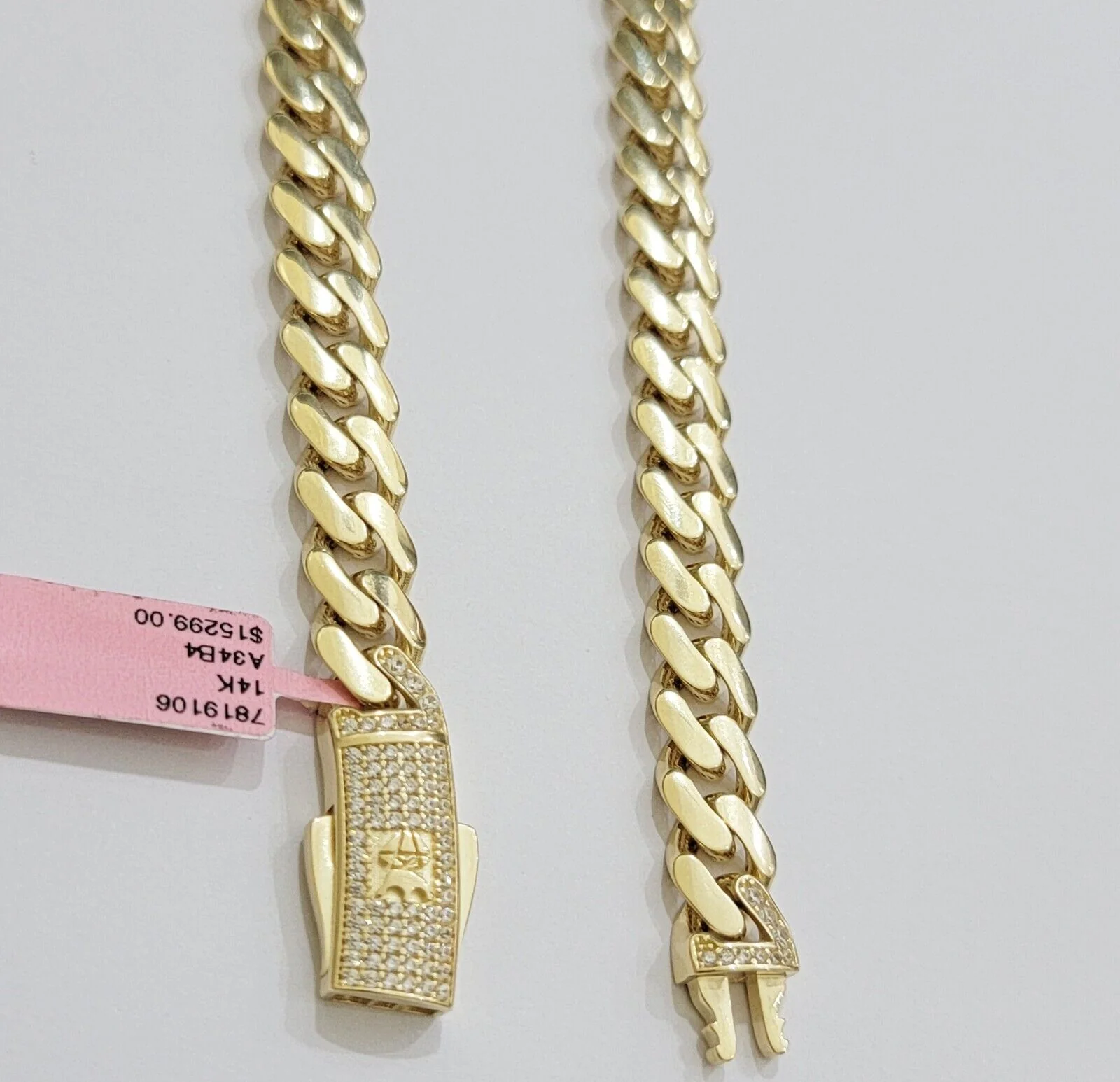 9mm Miami Cuban Royal Link Chain Necklace Box Clasp Real 14K Yellow Gold - Image 3