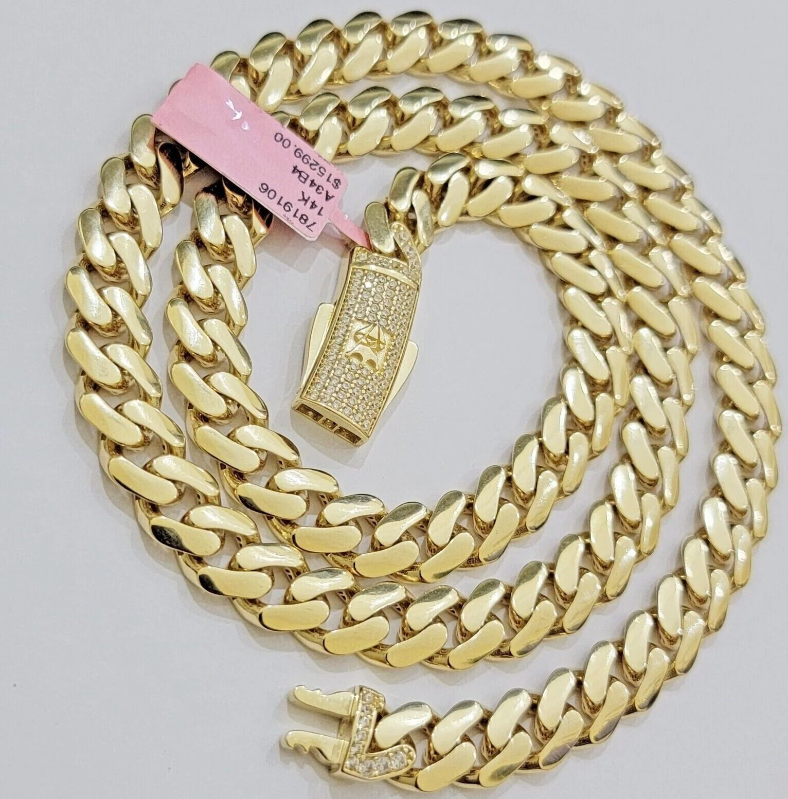 9mm Miami Cuban Royal Link Chain Necklace Box Clasp Real 14K Yellow Gold - Image 6
