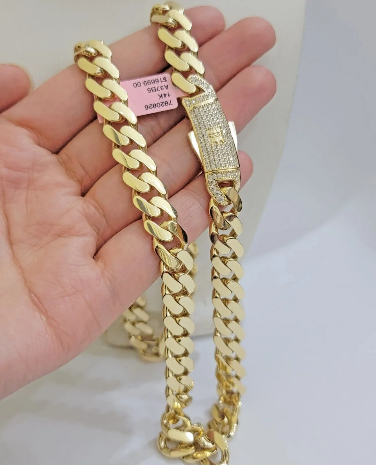 9mm Miami Cuban Royal Link Chain Necklace Box Clasp Real 14K Yellow Gold - Image 7