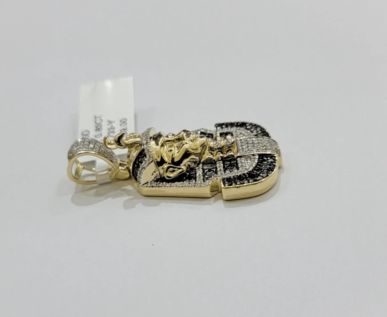 Black Diamond Pharoah Charm Pendant 10kt Yellow Gold 0.80 CT Chain Necklace SALE - Image 3