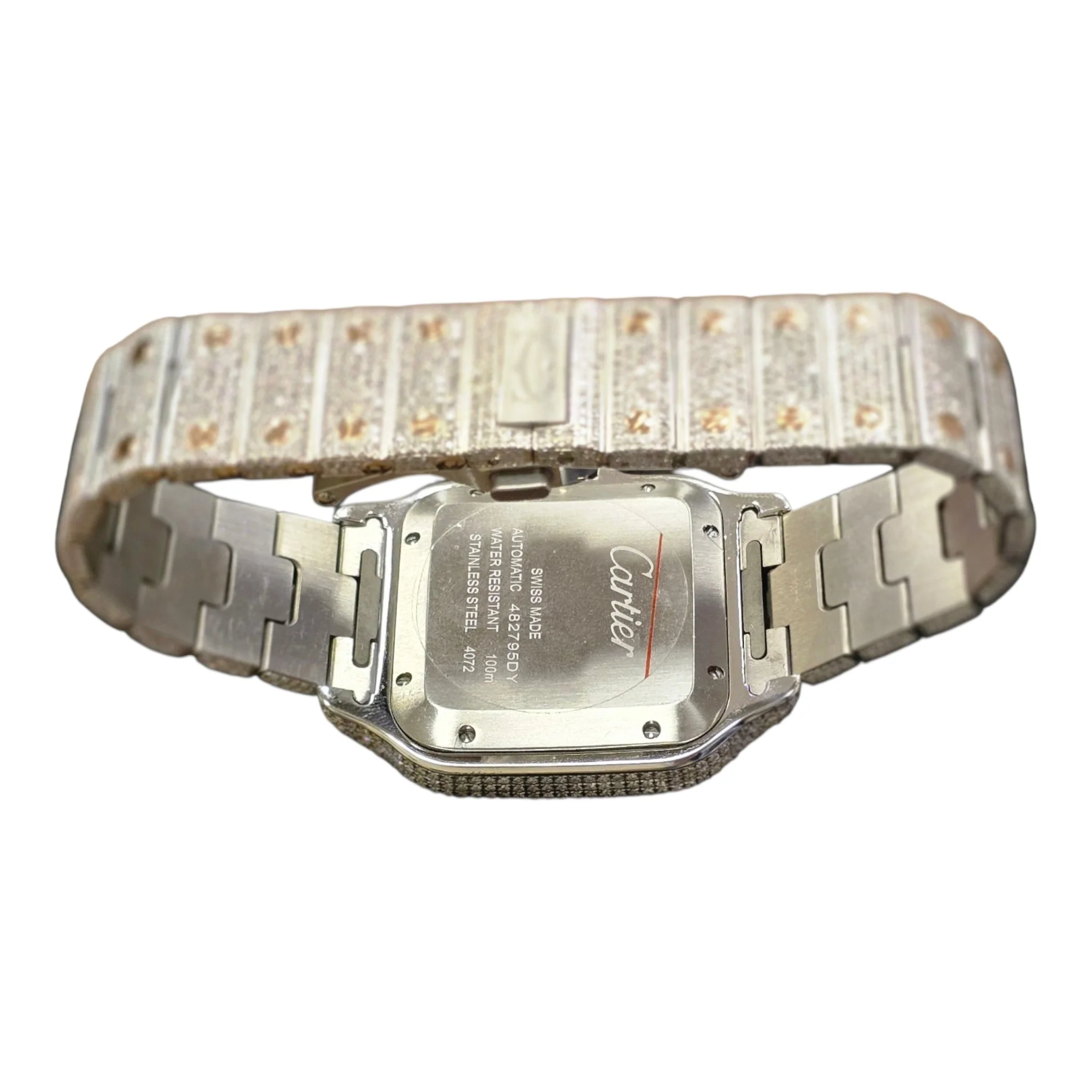 Cartier Santos Men's 40mm S.Steel Watch Roman Iced Out 12ct Diamonds (pre-owned) - Image 6