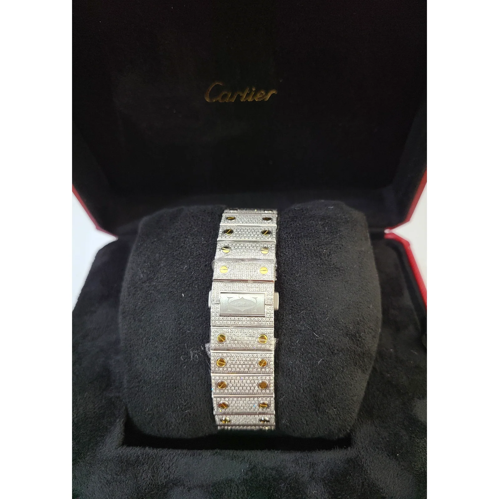 Cartier Santos Men's S.Steel Watch Roman Iced Out 12ct Diamonds 40mm (pre-owned) - Image 3