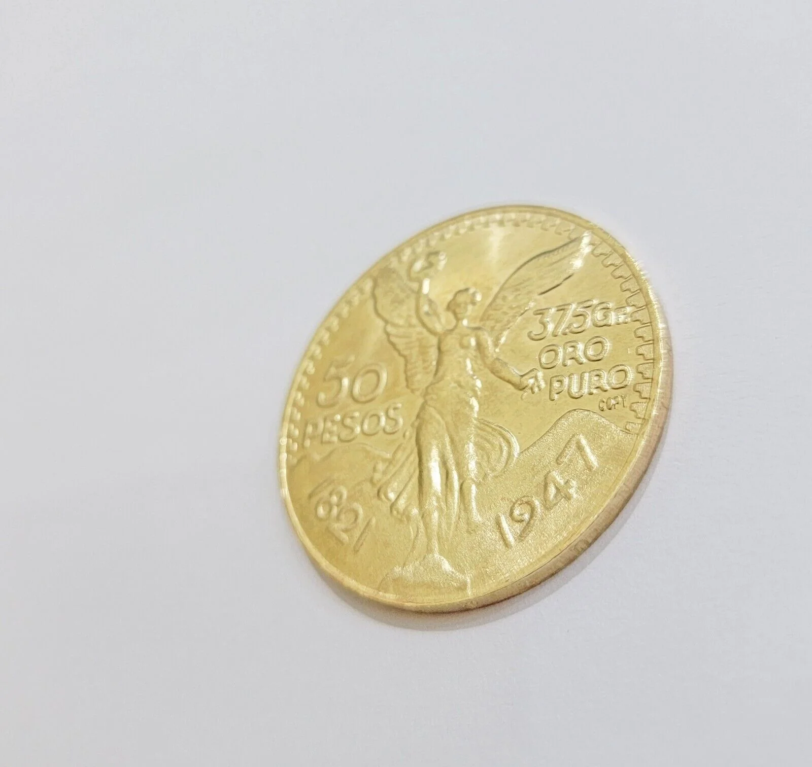 Centenario Coin Custom Solid 10k Yellow Gold 50 Pesos 1947 Mexico Mexican Coin - Image 6