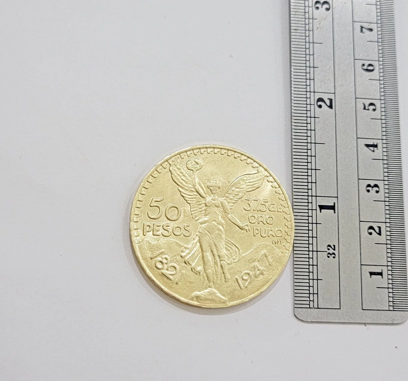 Centenario Coin Custom Solid Yellow 10k Gold 50 Pesos 1947 Mexico Mexican Coin - Image 2